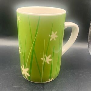 Starbucks Spring Coffee Mug Cup Tall Green Grass Meadow Series With Flowers 2004
